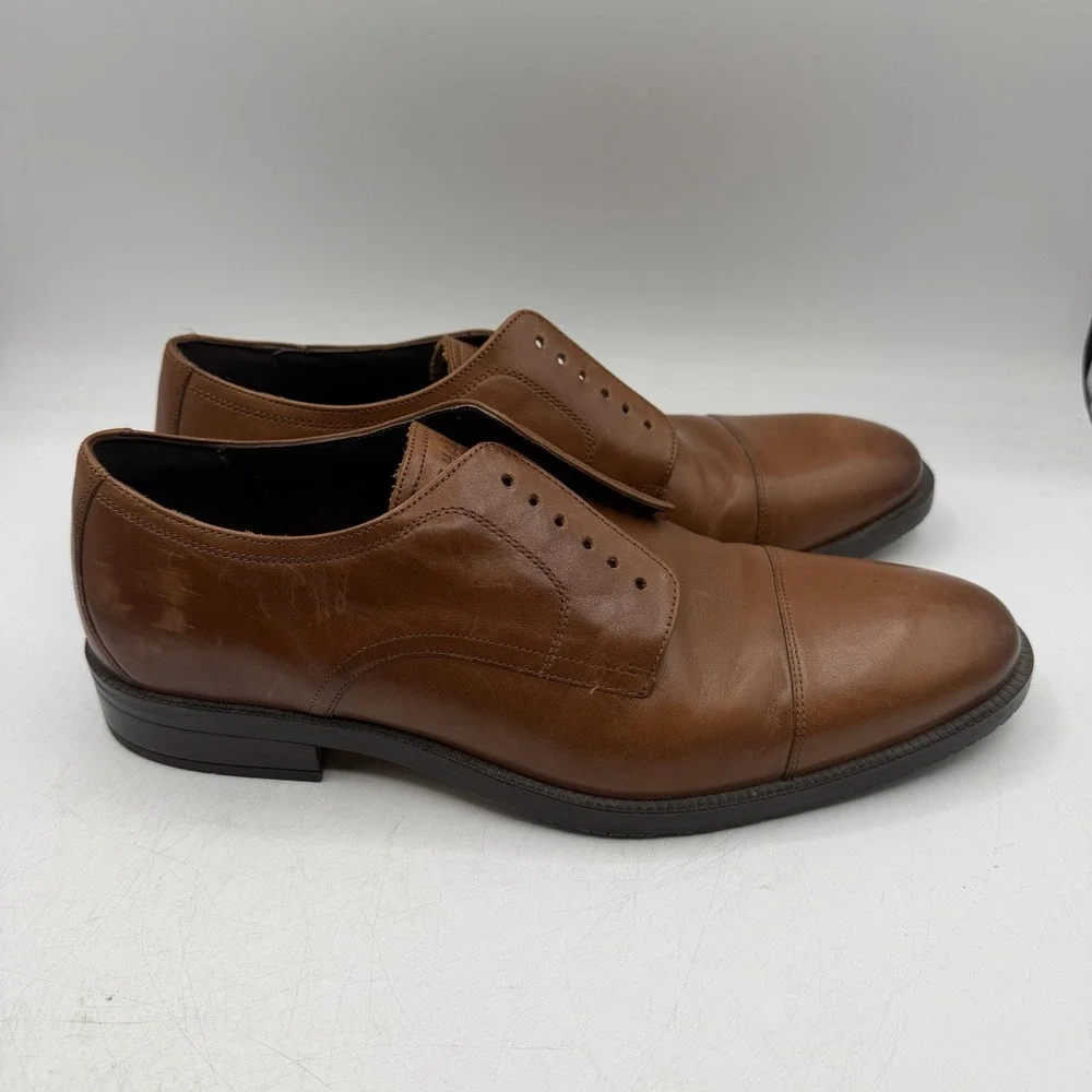 Cole Haan Modern Essentials Shoes Mens Sz 10 M Brown Leather Cap Toe NO LACES